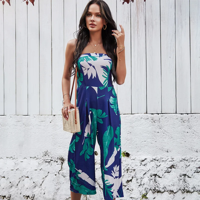 

Tube Top Women Jumpsuits 2023 Summer One Pieces Outfit Female Clothing Sleeveless Backless Jumpsuit Casual Beach Style Jump Suit