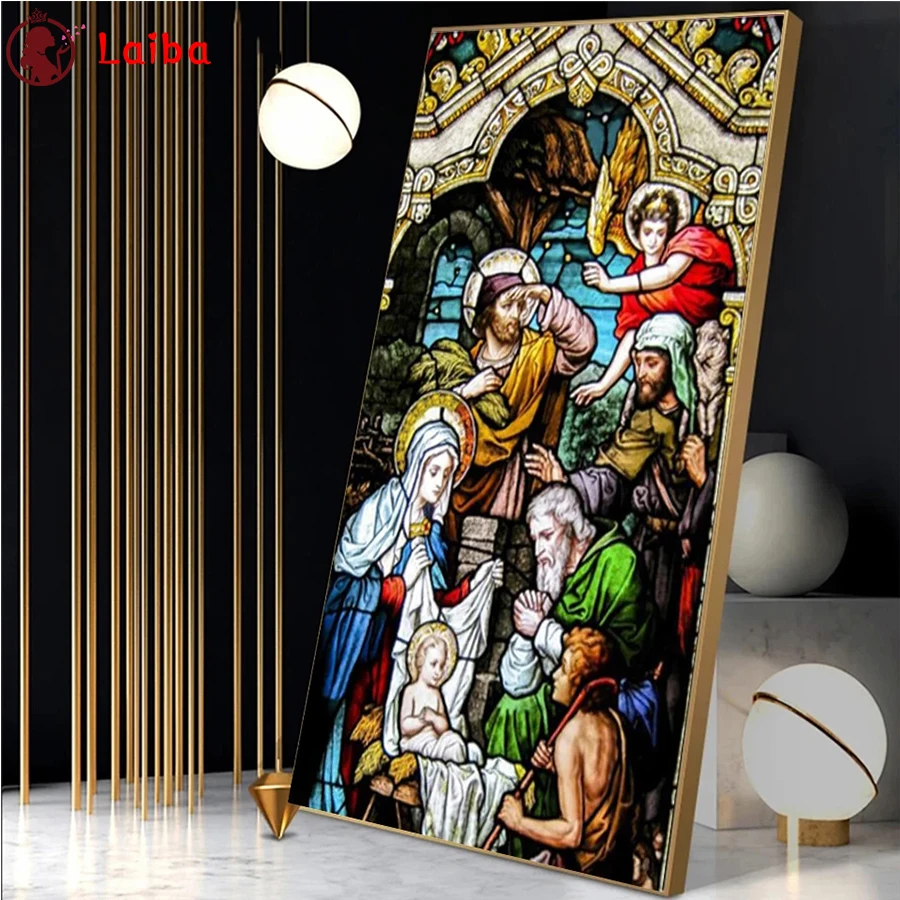 

Полноразмерная Алмазная вышивка, религия, девственные ангелы, дети, рождественские цвета, Иисус, алмазная живопись, вышивка крестиком, украшение для дома