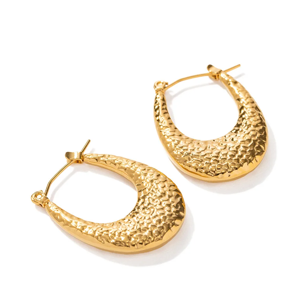 

Stainless Steel PVD 18K Gold Plated Tarnish Waterproof Geo Oval Hoop Earrings For Woman Jewelry Wholesale Trendy
