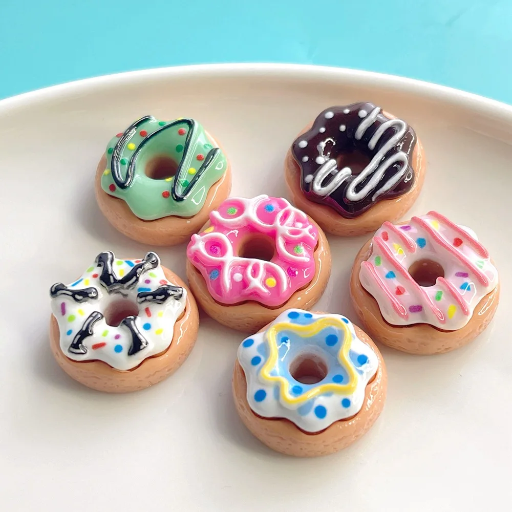 

Wholesale! Kawaii Simulation Miniature Chocolate Donuts Resin Flat Back Donut Cabochon for Dollhouse DIY Scrapbooking