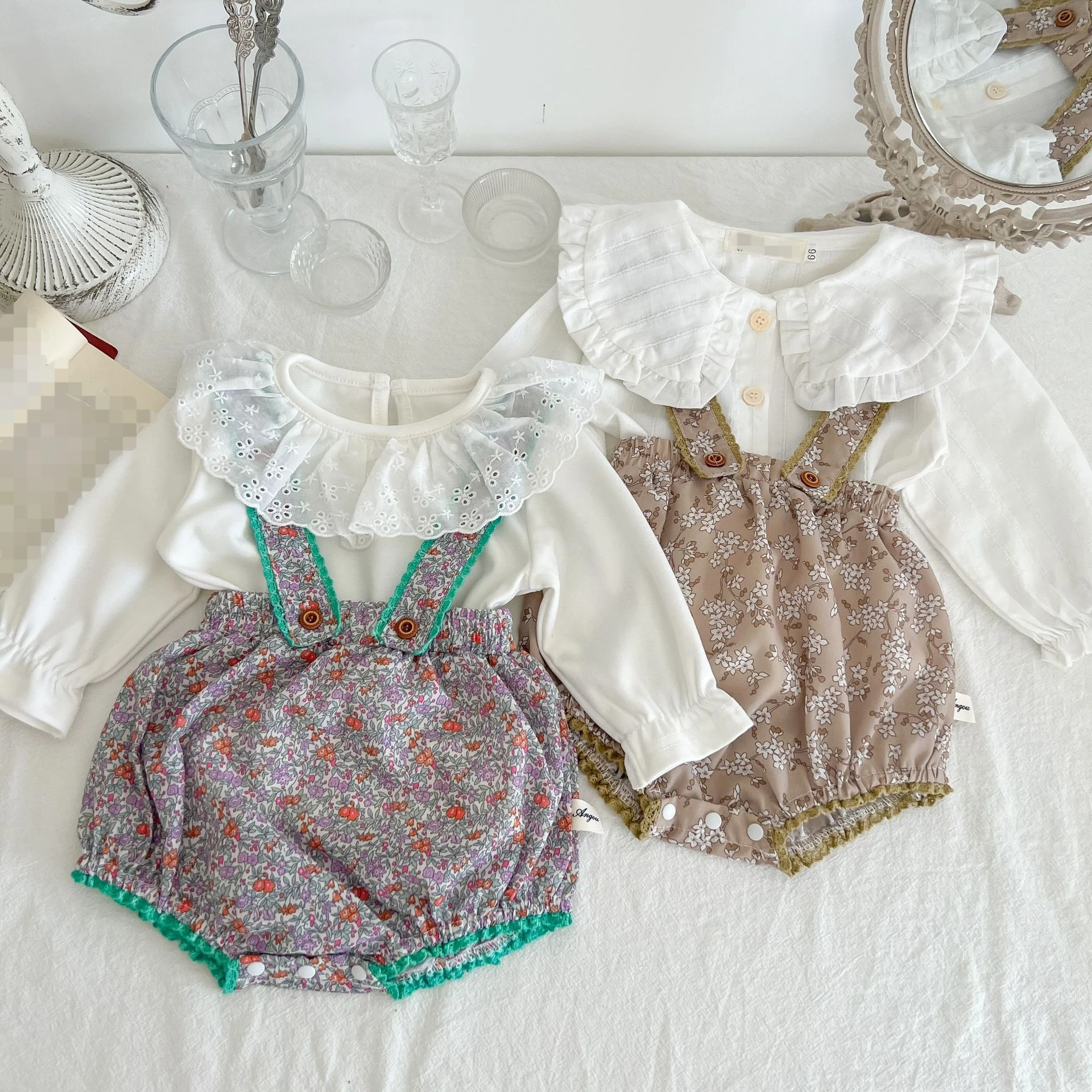 Freely Move 2022 Autumn Baby Girls Romper Short Cute Cotton Floral Overall Jumpsuit Fashion Korean Kids Costumes Clothing