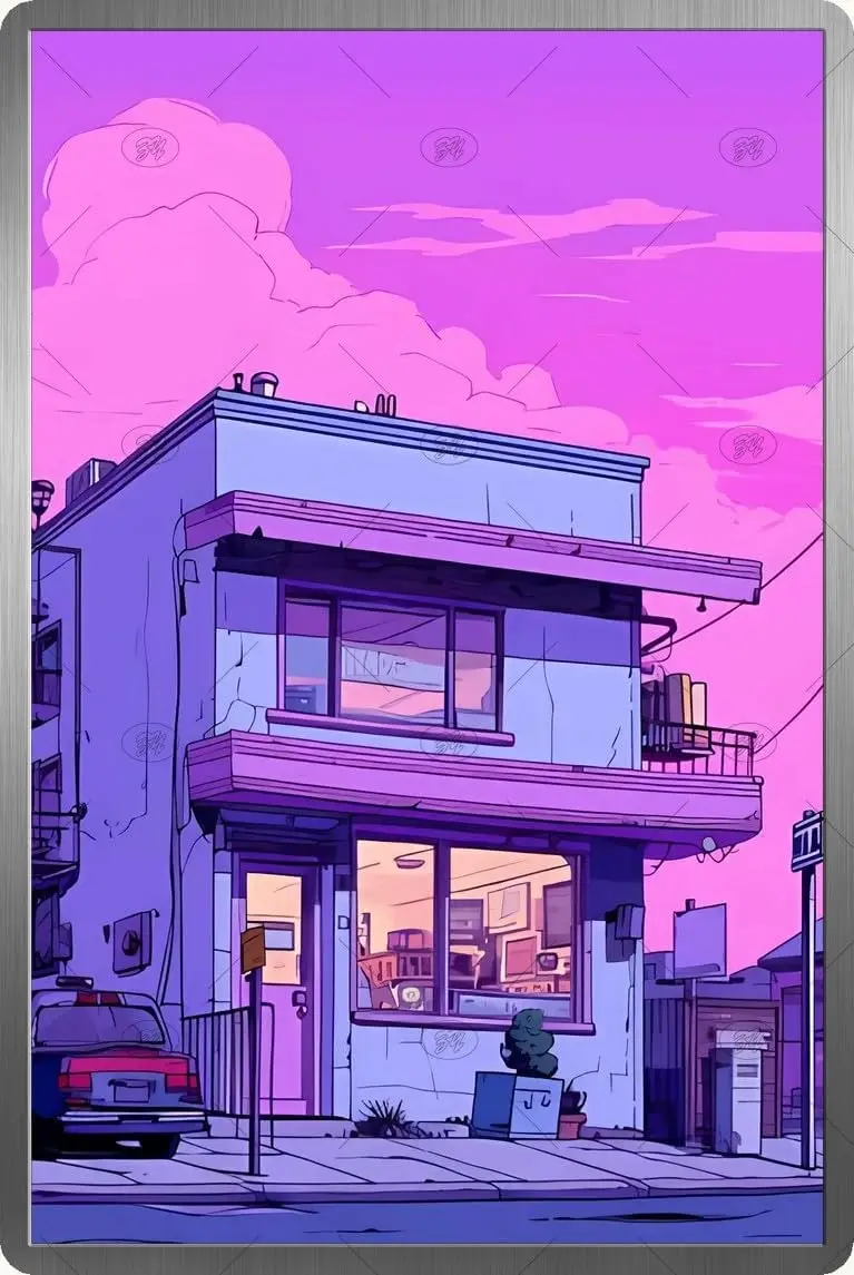 Lofi Ретро Мультфильм Розовый забавные металлические жестяные знаки винтажный