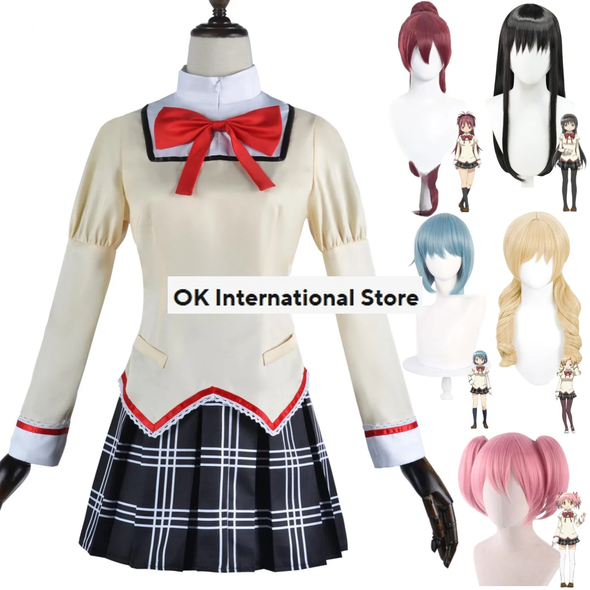 Парик для косплея из аниме Puella Magi Madoka Magica Sakura Kyouko Tomoe Mami Akemi Homura Kaname школьная форма