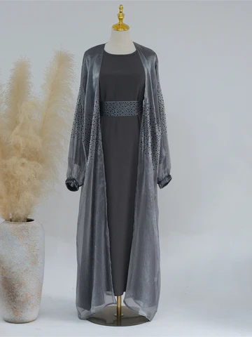 Siskakia/комплект из 2 предметов; Мусульманская женская модная одежда в исламском стиле; Кимоно с поясом и внутренним поясом; Турецкое платье в Дубае
