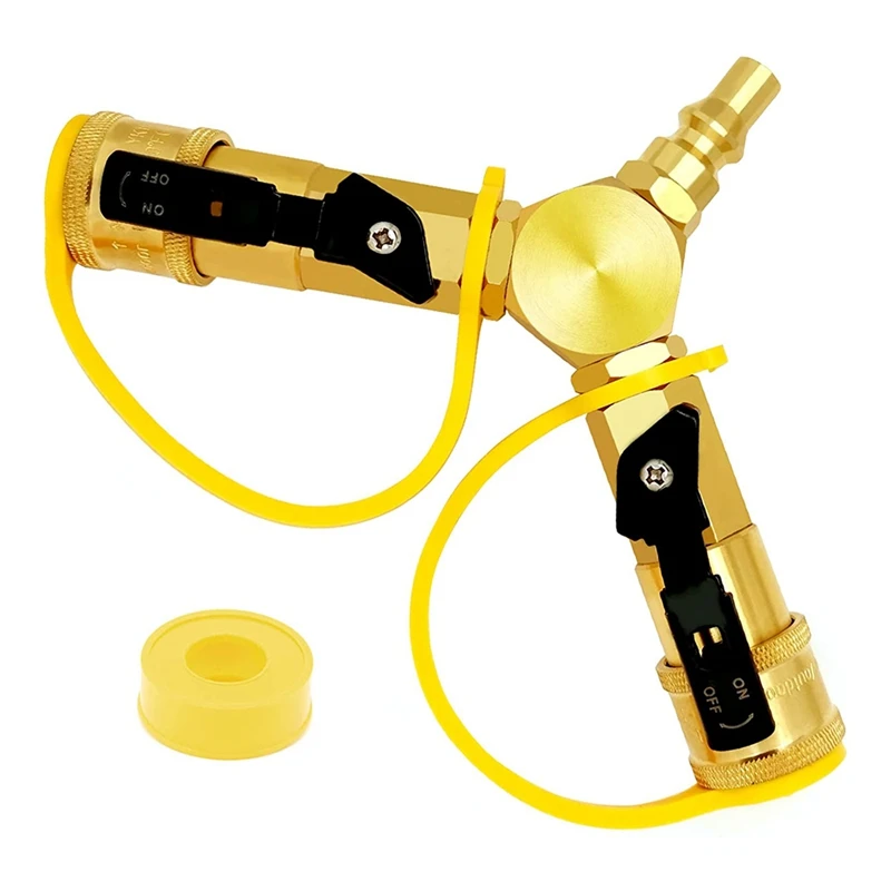 1/4-дюймовый Y-Сплиттер быстрого подключения RV пропан с запорным клапаном для