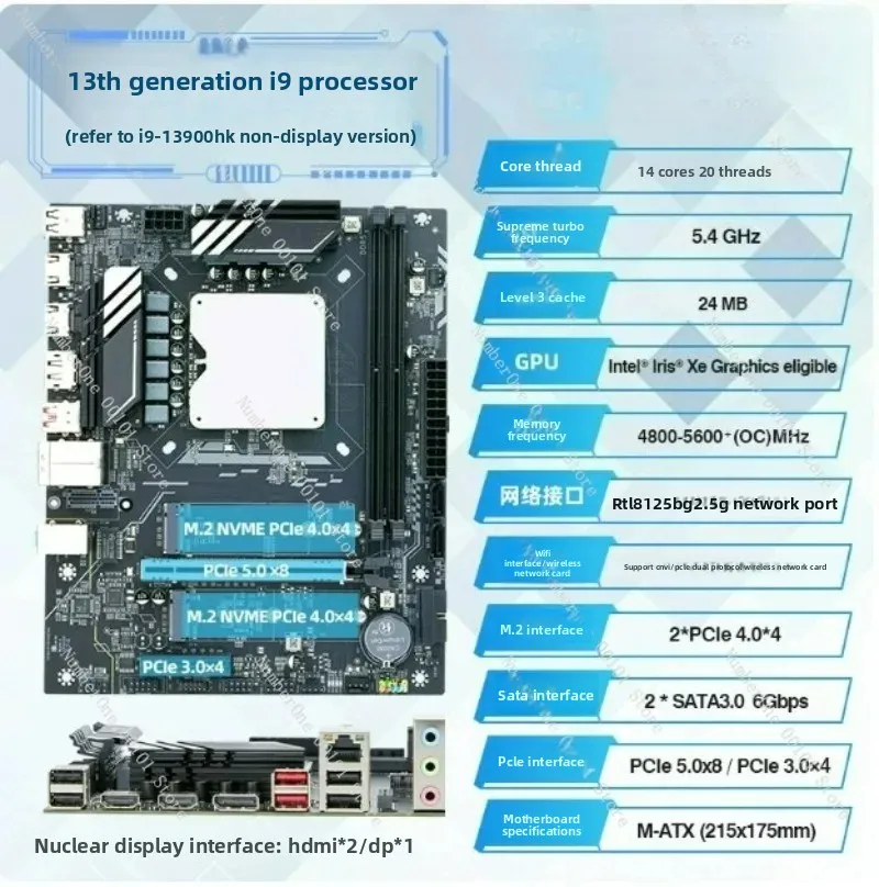 Фото Материнская плата ERYING Q1HY MoDT с процессором i9-13900HK ES 14C20T, Q1J2 Q1J3 Q1J4 13-го поколения, DDR5, ITX №1