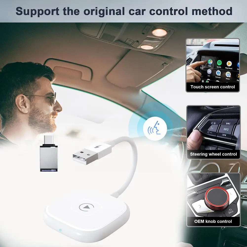 

1pcs Wireless Adapter For IPhone 2023 Upgrade Converter WiFi Dongle For Converting Factory Wired To Wireless V4X4