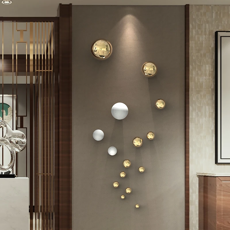 

Stainless Steel Ball Wall Hanging Decoration Three-dimensional Hardware Spherical Wall Hanging Pendant Living Room Bedroom Decor