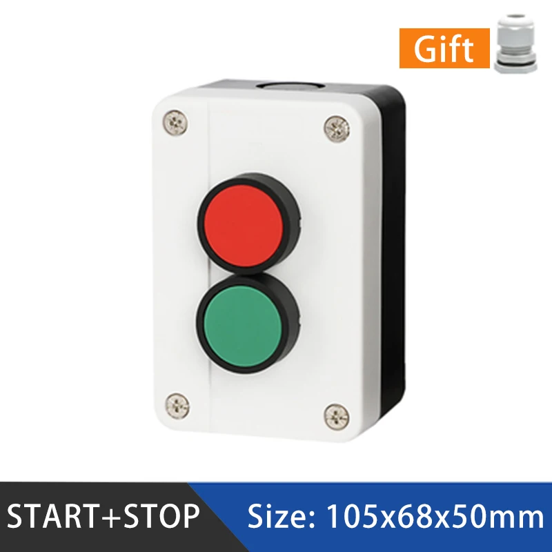 Кнопка включения и остановки в двух положениях 10 А стандартная красная зеленая