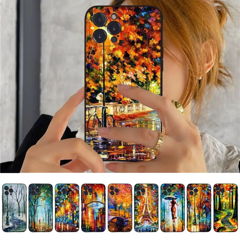 

L-Leonid A-Afremov O-Oil Phone Case For iPhone 14 11 12 13 Mini Pro XS Max Cover 6 7 8 Plus X XR SE 2020 Funda Shell