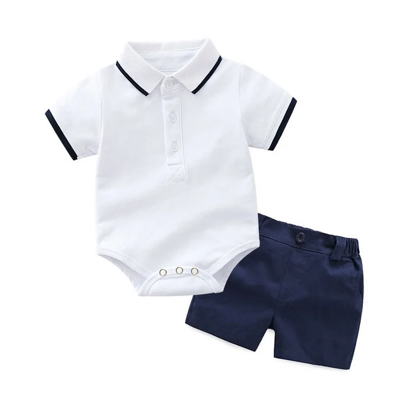 Summer Fashion Newborn Boys Formal Clothing Set Cotton Top+Shorts Baby Gentlemen Set Children Boys' Clothing Set 1-3 years old