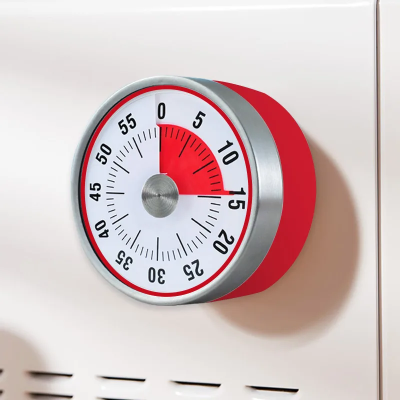 

8cm Mini Mechanical Countdown Kitchen Tool Stainless Steel Round Shape Cooking Time Clock Alarm Magnetic Timer Reminder DH5467