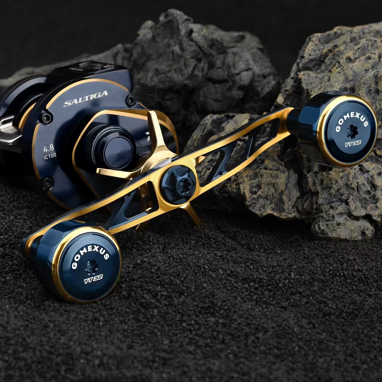 Фото Рукоятка Gomexus для катушки Daiwa Saltiga IC 130 мм, двойная рукоятка с алюминиевыми ручками. №1