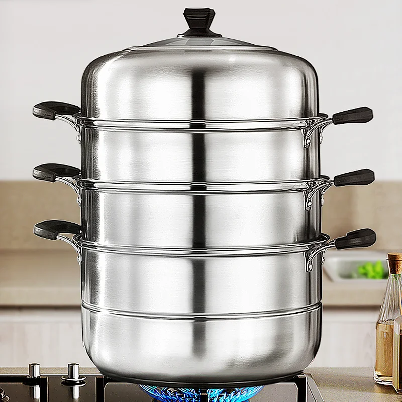 

Multi Layer Boilers Stainless Steel Household Rice Noodle Steamer Cooker Rice Roll Couscous Cookware Soup Pot Stew Pot