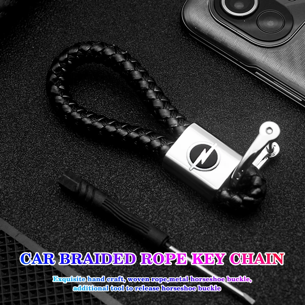 

Car Styling Leather Braided Woven Rope Keychain Key Accessories Men Gift For Opel Astra Corsa Mokka Vectra J Insignia Zafira OPC