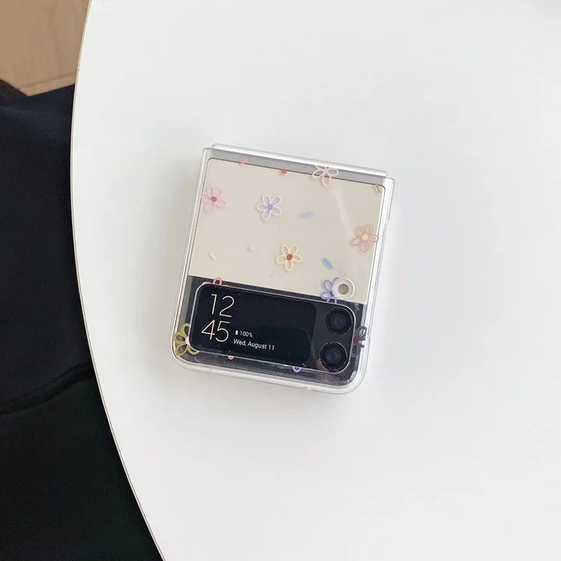 Модный прозрачный чехол с цветочным принтом для Samsung Galaxy Z Flip 6 ZFlip 5 4 3 чехлы
