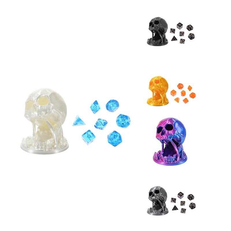 Череп Dice Tower 3D-печатные игральные кости DND Rolling Набор кубиков в комплекте