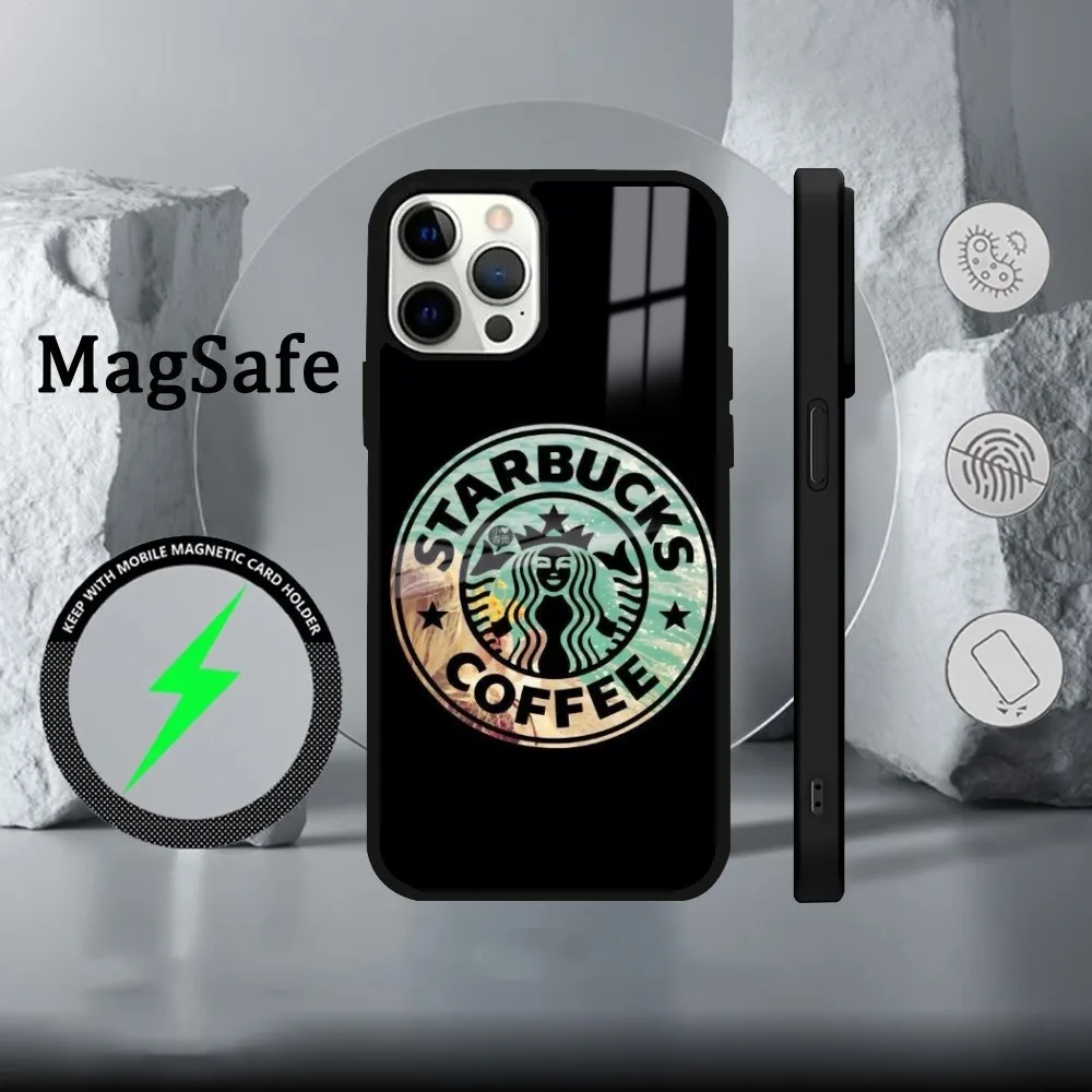 Брендовый чехол для телефона Coffee S-Star B-Bucks iPhone 16 15 14 13 12 11 Pro Max Plus Mini Magsafe Mirror