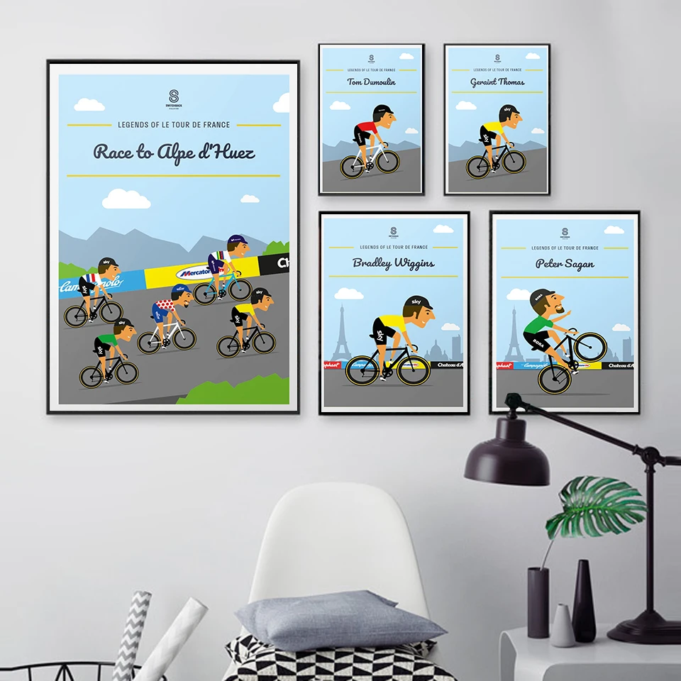 

Sports France Universal Cycling Tour Poster Art Prints Ride Gym Cartoon Canvas Painting Road World Champion Wall Pictures Decor