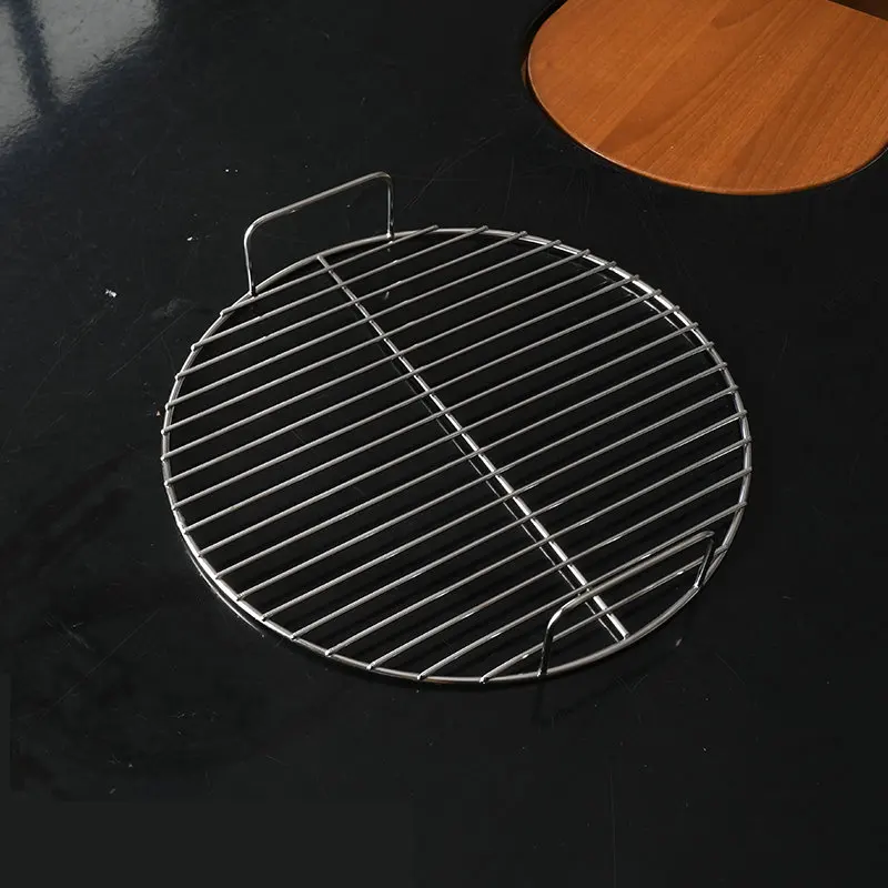 

Нержавеющая сталь 304, пищевая КРУГЛАЯ Угольная решетка для барбекю, гриль для барбекю, проволочная сетка с двумя ручками 5,5 см для удобного использования