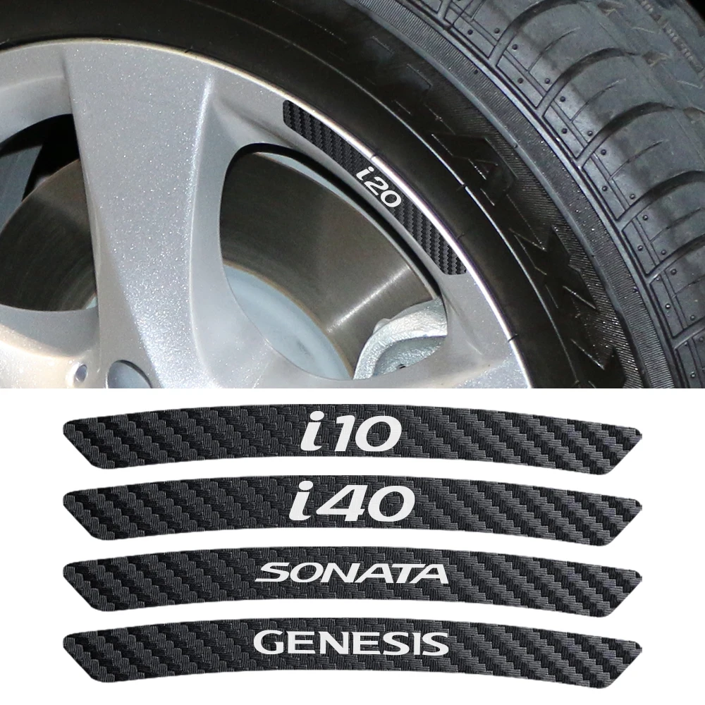 4Pcs Car Rim Wheel Decals Sticker For Hyundai I10 I20 I30 I40 IX20 IX35 Sonata Solaris Santafe Genesis GDI Azera Accessories - купить по