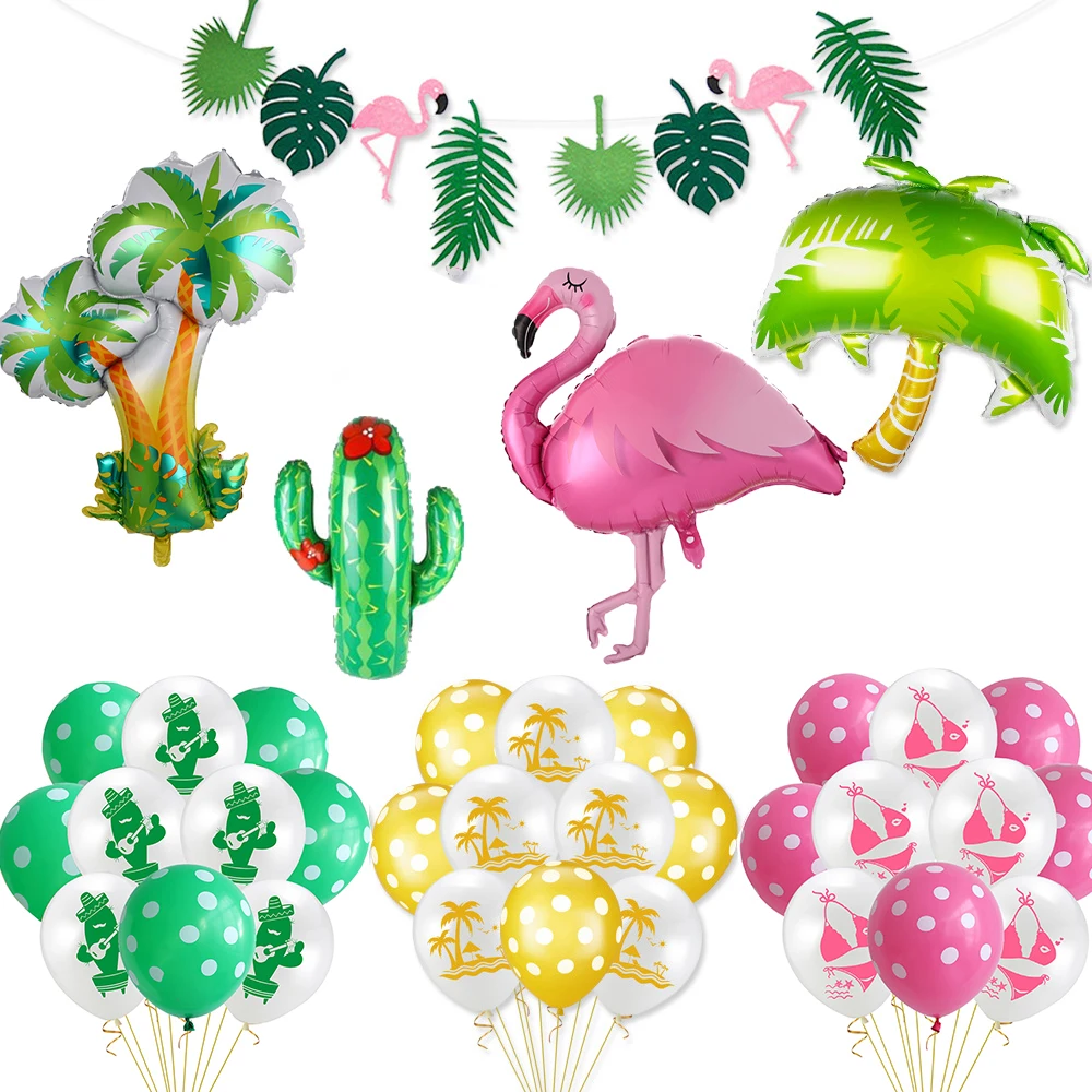 

Hawaiian Party Decoration Flamingo Palm Leaf Banner Balloon ALOHA Summer Tropical Party Supplie Wedding Birthday Party DIY Decor