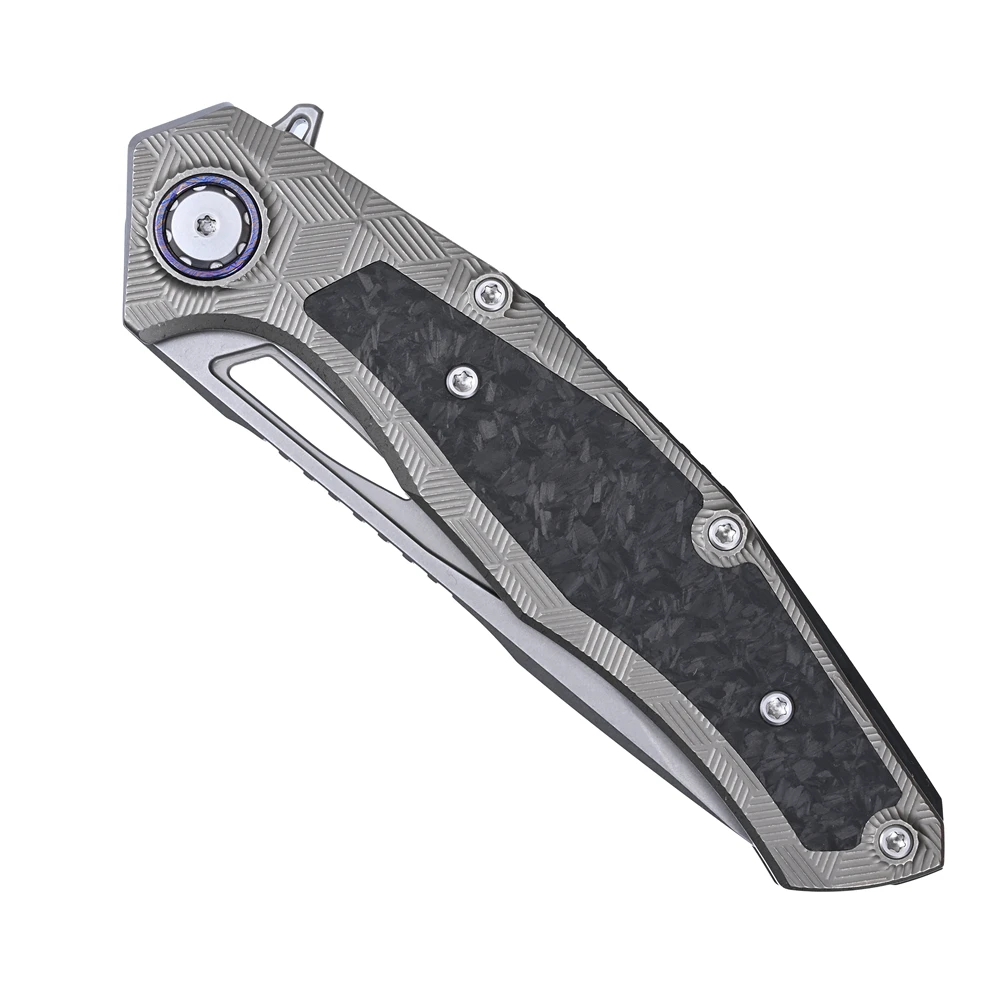 Складной нож Kevin John Maverick M390, стальное лезвие и ручка из титанового углеродного волокна, тактический карманный нож для выживания на открытом воздухе G (art.: 3920cd0f1a151) - 3920cd0f1a151