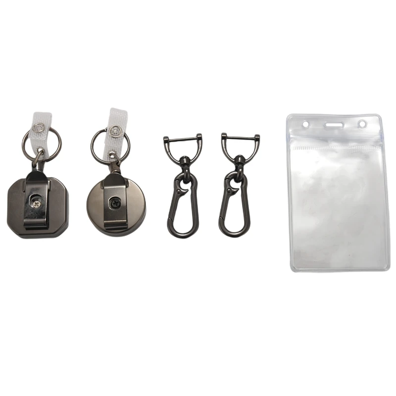

2 Pack Retractable Badge Holder Reel, ID Badge Holder, Retractable Keychain With Belt Clip With 2 Pcs Card Holder
