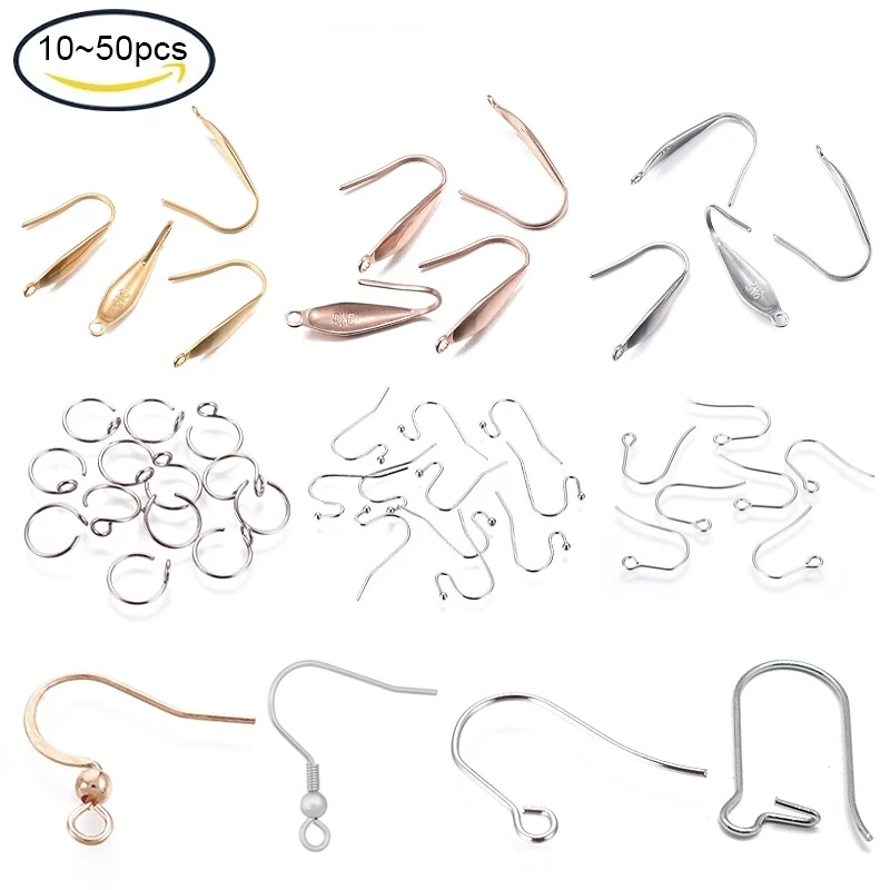

10 - 50 PCS 19.5x4.5x1mm 316 Stainless Steel Earring Hooks Golden Hole: 1.2mm Earring Findings