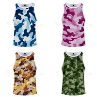 summer sleeveless vest tops camouflage print unisex shirt tops skinny short crop top streetwear tops tank clothing