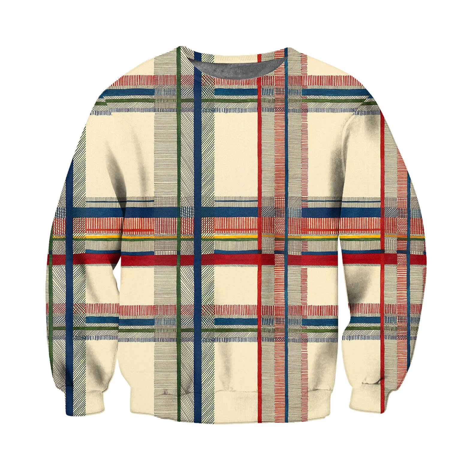 

Свитшот мужской в клетку, с круглым вырезом и длинным рукавом