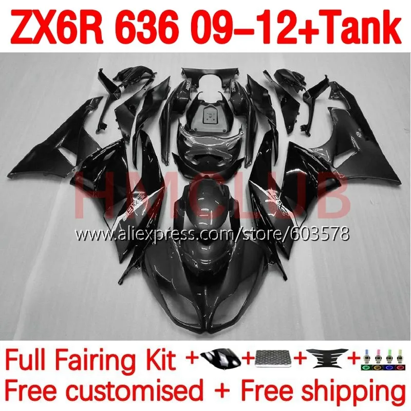 

+Tank OEM For KAWASAKI NINJA ZX636 ZX-6R ZX 6R 6 R 636 grey black ZX-636 ZX6R 09 10 11 12 2009 2010 2011 2012 Fairing 205No.62