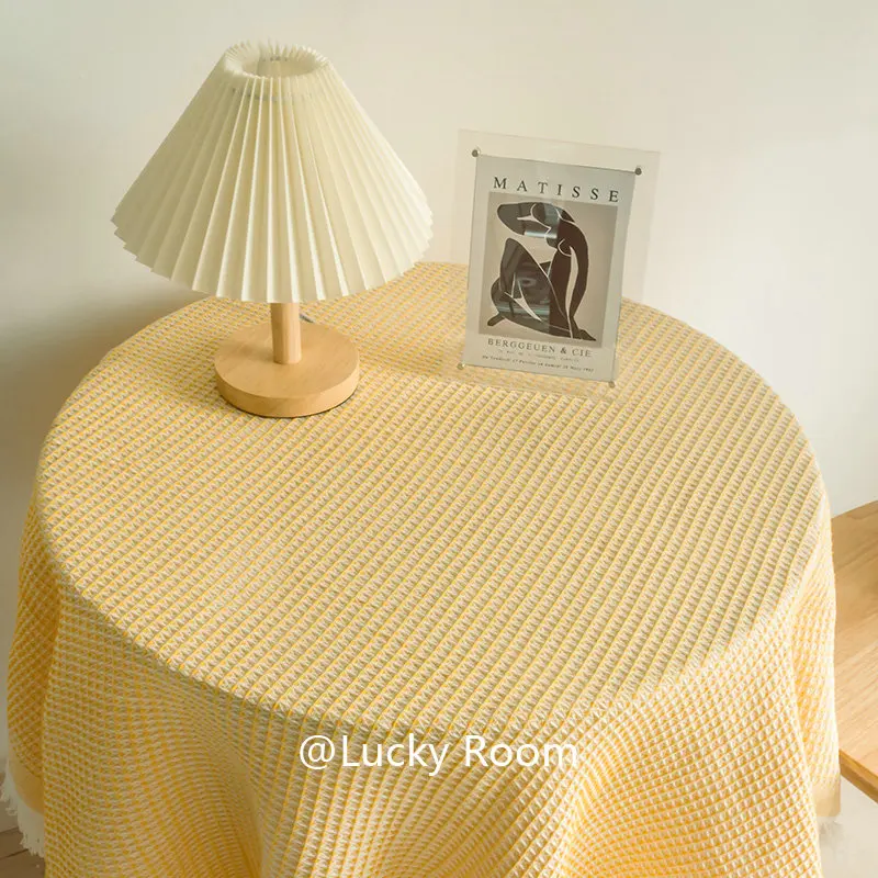 Yellow Tablecloth French sle High-Grade Light Luxury Ins Sle Coffee Table round Bede Nordic Lace rou...