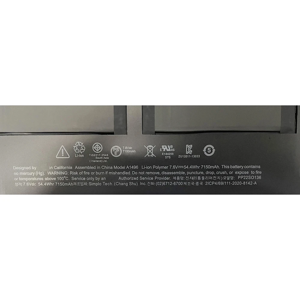 A1496 A1405 7 6 В 7150 Втч 2013 мАч Оригинальный аккумулятор для ноутбука Apple MacBook Air 13 &quotA1466