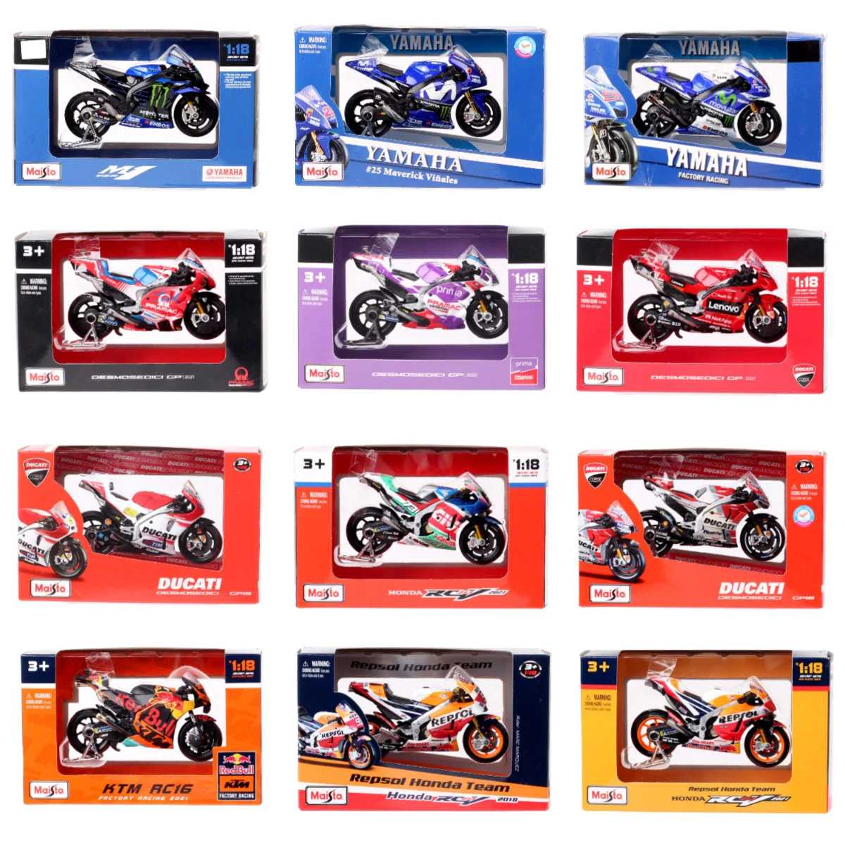 Фото 1/18 Maisto KTM RC16 Redbull Ducati GP21 GP22 GP23 GASGAS Honda RC213V Repsol Yamaha YZR-M1GP Модель гоночного мотоцикла Bike Moto №1