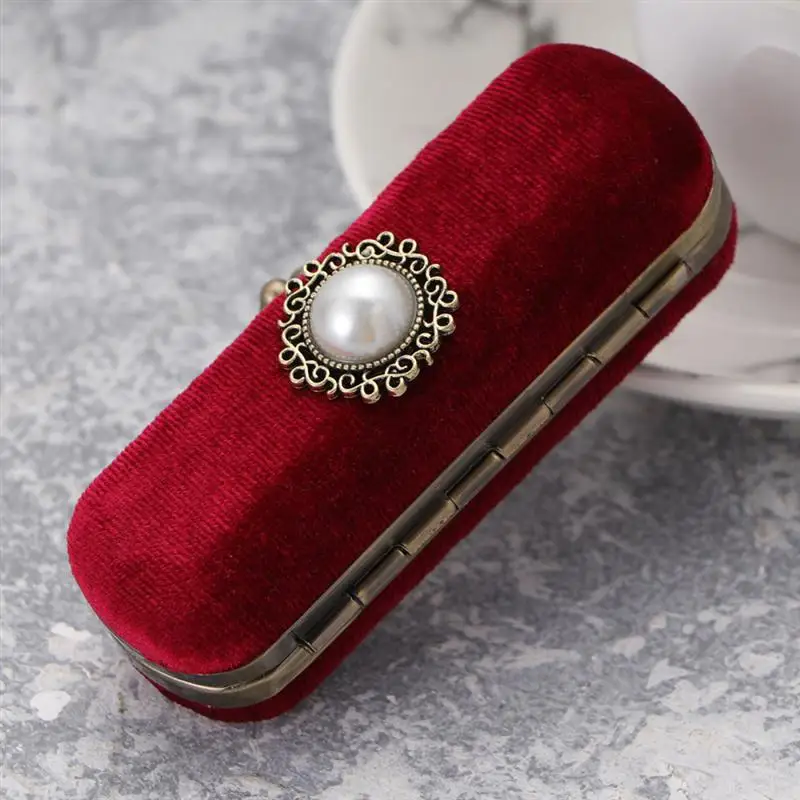 

Бархатный футляр для губной помады в стиле ретро, органайзер для губ, прочный мягкий чехол для хранения косметики с зеркалом