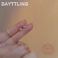 bayttling silver color fine gold zircon h stud earrings for women fashion gifts accessories jewelry