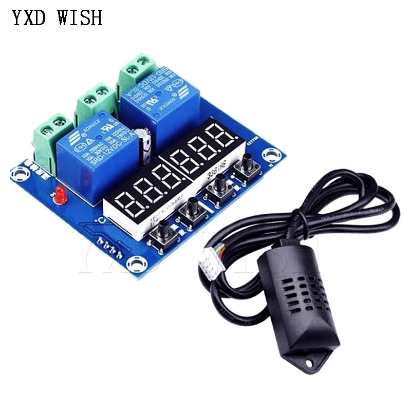 

Цифровой светодиодный модуль контроллера температуры и влажности с двойным выходом и датчиком SHT20, постоянный ток 12 В, 10 А