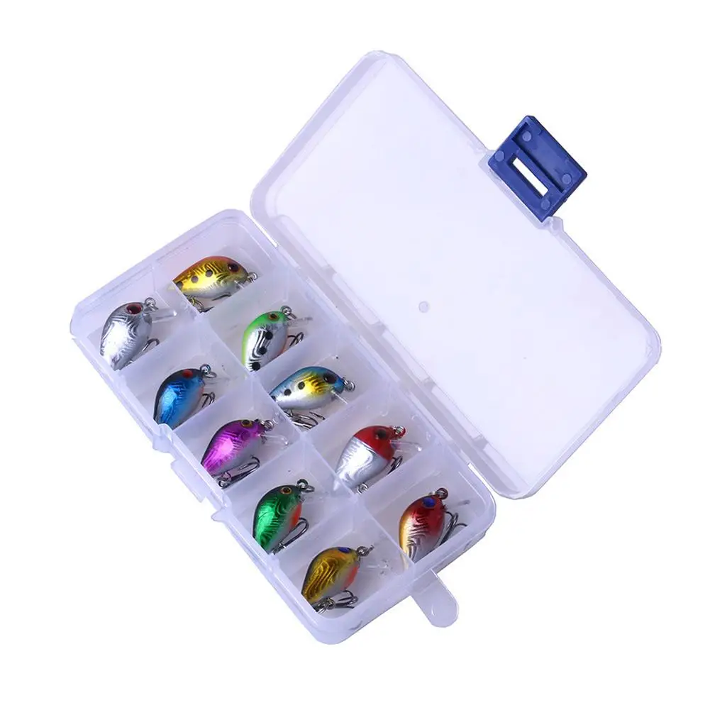 

New10pcs High Quality Mini Crank Fishing Lure Bait Set Kit With Case Storage Box Crankbait Swimbait Small Minnow Bass Carp Pesca