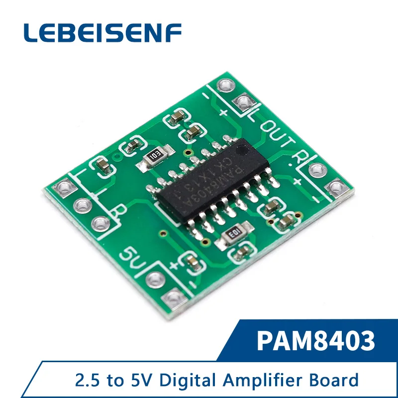 

10pcs PAM8403 Super mini digital amplifier board 2 * 3W Class D digital amplifier board efficient 2.5 to 5V USB power supply