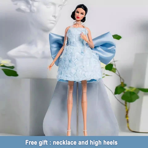 Новая Одежда для кукол, высококачественное вышитое синее парчовое вечернее платье для куклы 30 см, Babi Blythe Poppy Parker, аксессуары для кукол, игрушки