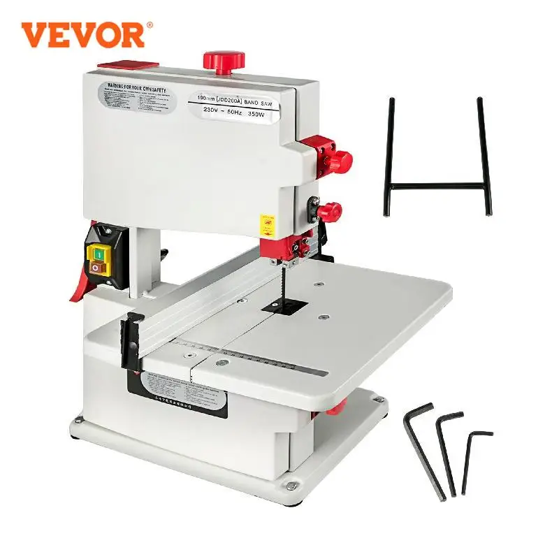 

VEVOR 250W Benchtop Bandsaw 8in Width Cutting Wood 900m/min Small Woodworking Tabletop Band Sawing Machine DIY Tilt Table Blade