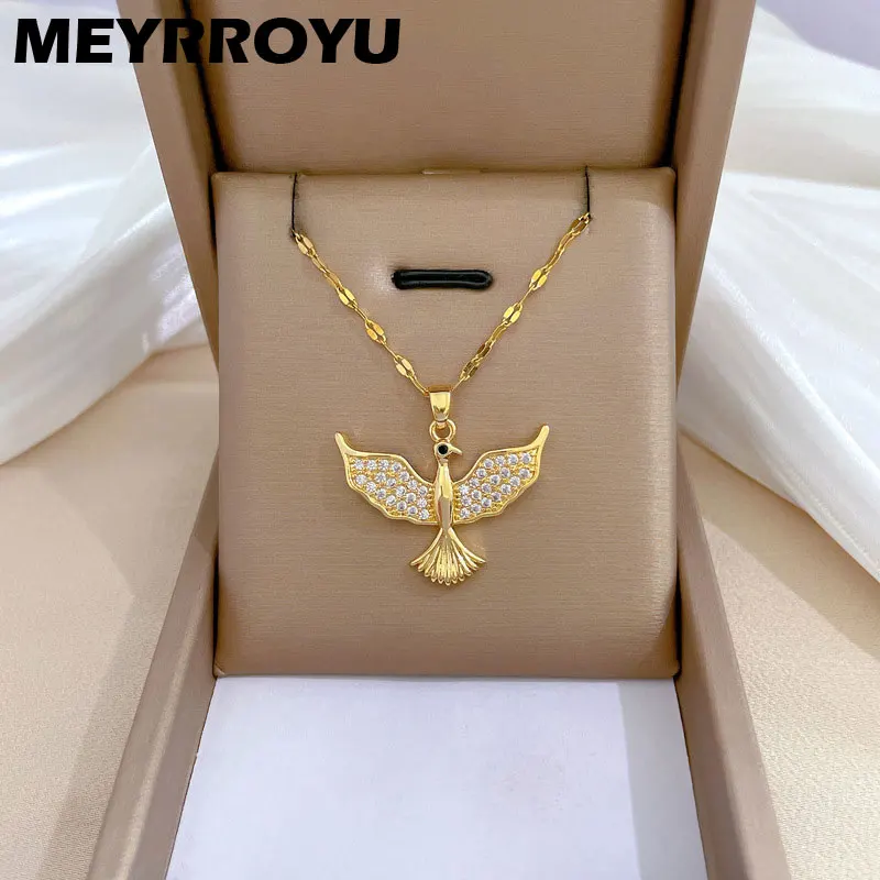 Женское Ожерелье MEYRROYU из нержавеющей стали с подвеской в виде летающей птицы 316