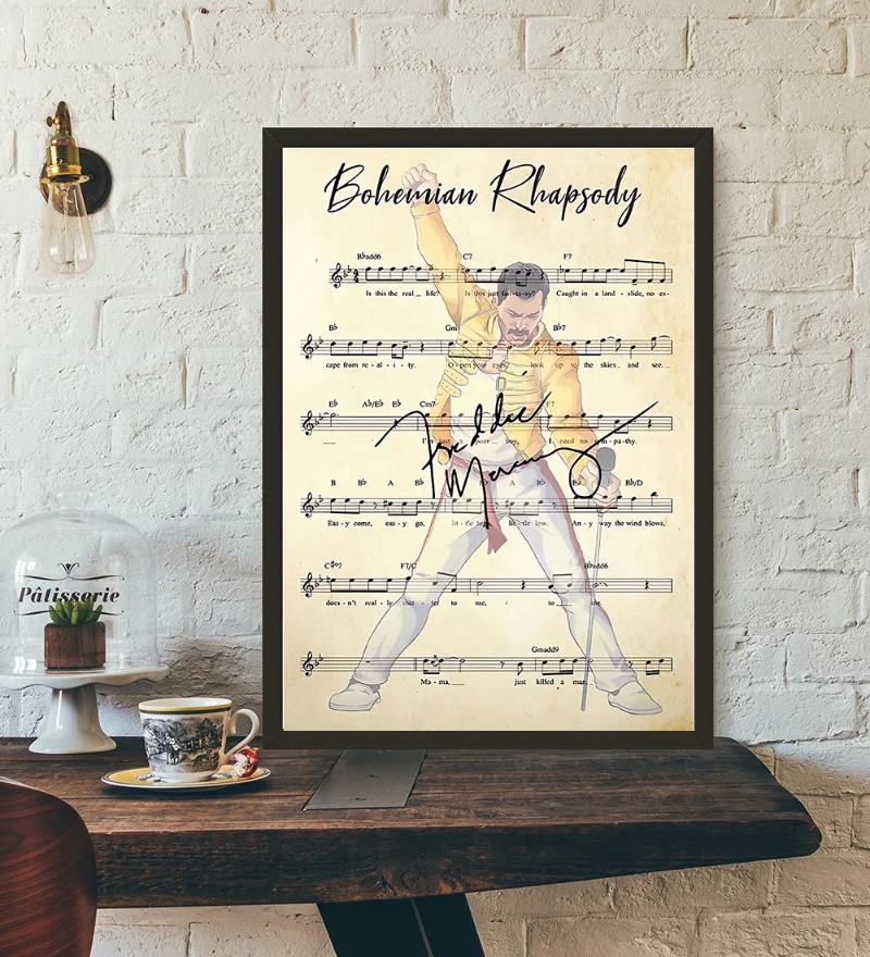 Знаменитые богемные песни Rhapsody Chord Постер Фредди Меркьюри звезда для музыки