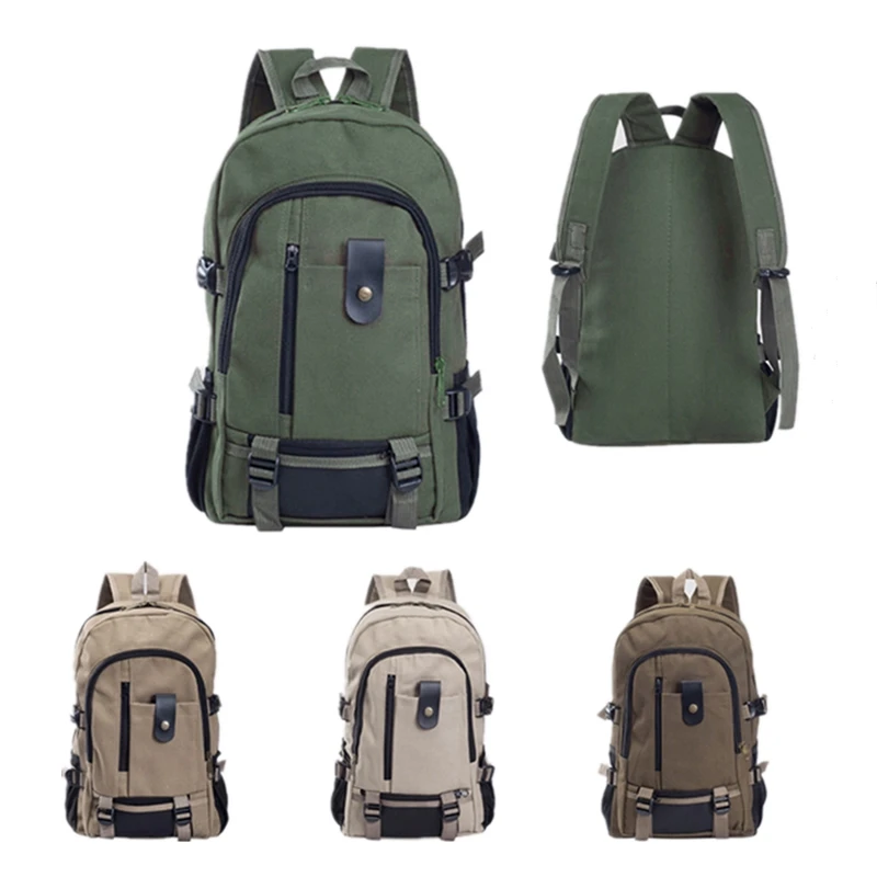 

Men's Canvas Backpack Large-capacity Schoolbag Explosion Solid Color Rucksacks Fashion Casual Travel Sport Bag Backpack