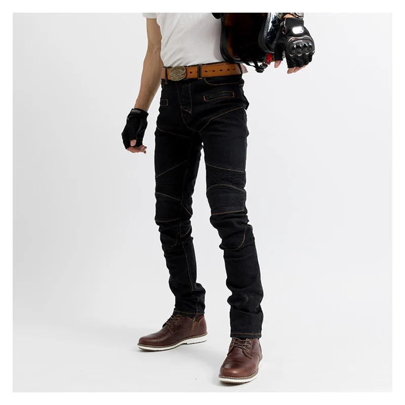 Men Jeans New Protective Gear Four Piece Set Jeans Professional Racing Pants Motorcycle Pants Full Length Pleated Denim Trousers