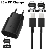 for samsung charger 25w pd eu plug quick charge adapter for galaxy s22 s21 note 10 20 ultra 71 a52s 5g usb c to type c cable