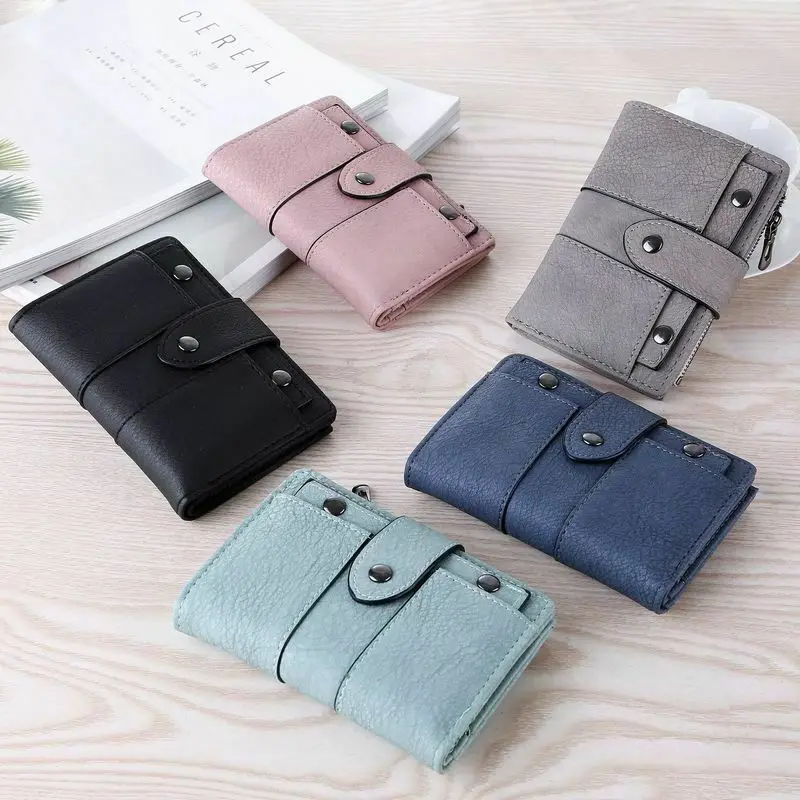 

Vintage Purse Card Wallet Men Women Card Holders Women Wallet Leather Zip Coin Purse Mini Credit Card ID Document Holders Casual