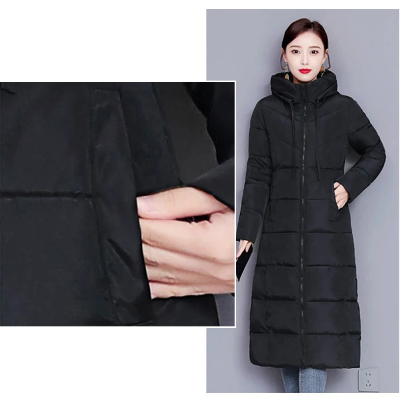 Womens Compression Shirt Womens Ladies Warm Plus Size Solid Color Hooded Single Breasted Medium Length Cotton Jacket