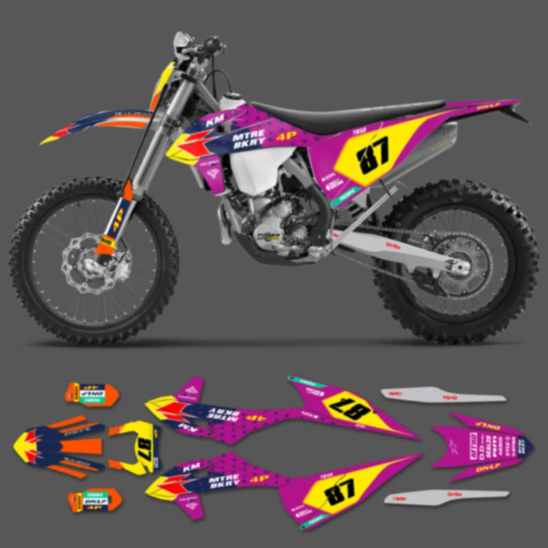 

PowerZone пользовательские графические фоны для команды, наклейки, комплект наклеек для KTM SX SXF MX 2019-2022 EXC XCW Enduro 20-23 125–500cc 104